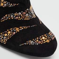 Roberto Cavalli Black Suede Studded Ankle Booties Size 41