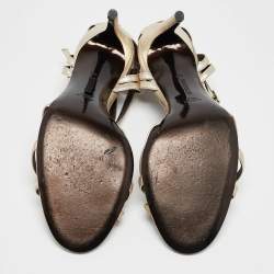 Pre Owned Roberto Cavalli Metallic Gold Leather Ankle Strap Sandals Size 40