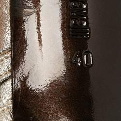 Pre Owned Roberto Cavalli Metallic Gold Leather Ankle Strap Sandals Size 40