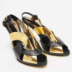 Roberto Cavalli Black Croc Embossed Leather and Leather Ankle Strap Sandals Size 41
