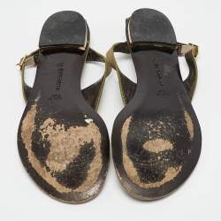 Roberto Cavalli Green Leather Slingback Sandals Size 38