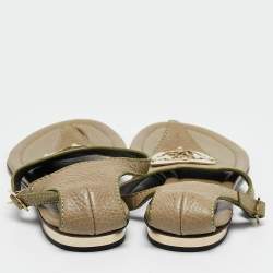 Roberto Cavalli Green Leather Slingback Sandals Size 38