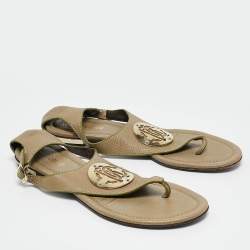 Roberto Cavalli Green Leather Slingback Sandals Size 38