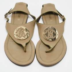 Roberto Cavalli Green Leather Slingback Sandals Size 38