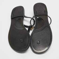 Roberto Cavalli Black Jelly Embellished Thong Flat Sandals Size 38