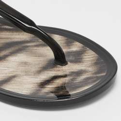 Roberto Cavalli Black Jelly Embellished Thong Flat Sandals Size 38