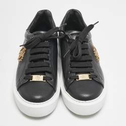 Roberto Cavalli Black Leather Low Top Sneakers Size 37