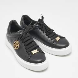 Roberto Cavalli Black Leather Low Top Sneakers Size 37