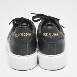 Roberto Cavalli Black Leather Low Top Sneakers Size 37