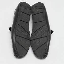 Roberto Cavalli Black Leather and Velvet Slip On Loafers Size 41.5