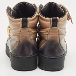 Roberto Cavalli Black/Beige Leather High Top Sneakers Size 38