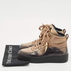 Roberto Cavalli Black/Beige Leather High Top Sneakers Size 38