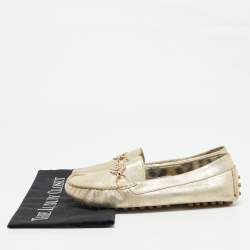Roberto Cavalli Gold Suede Slip On Loafers Size 37