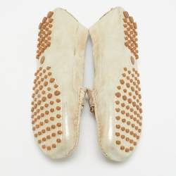 Roberto Cavalli Gold Suede Slip On Loafers Size 37