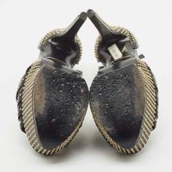 Pre Owned Roberto Cavalli Black Leather Studded Platform Sandals Size 36