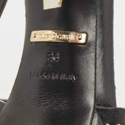 Pre Owned Roberto Cavalli Black Leather Studded Platform Sandals Size 36