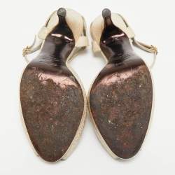 Pre Owned Roberto Cavalli Metallic  Leather Ankle Strap Sandals Size 39