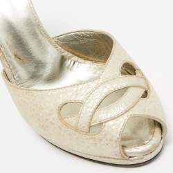 Pre Owned Roberto Cavalli Metallic  Leather Ankle Strap Sandals Size 39