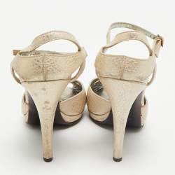 Pre Owned Roberto Cavalli Metallic  Leather Ankle Strap Sandals Size 39