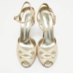 Pre Owned Roberto Cavalli Metallic  Leather Ankle Strap Sandals Size 39