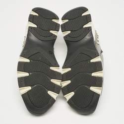 Roberto Cavalli Black/Silver Nylon and Leather Crystal Embellished Slip On Sneakers Size 38