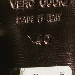 Pre Owned صندل روبيرتو كافالي جلد برّاق ذهبي/رمادي برباط كاحل مقاس 40