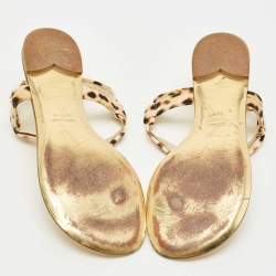 Pre Owned Roberto Cavalli Two Tone Canvas Thong Flat Slides Size 39