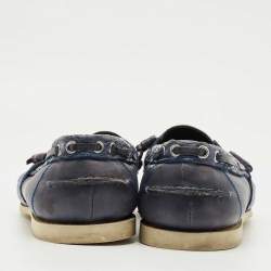 Pre Owned Roberto Cavalli Blue Crocodile Leather and Leather Loafers Size 45