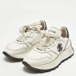 مملوكة مسبقًا Roberto Cavalli Running Size 37 Black Leather Lace Up Sneakers