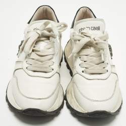 مملوكة مسبقًا Roberto Cavalli Running Size 37 Black Leather Lace Up Sneakers