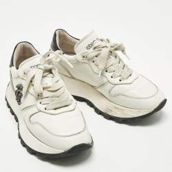 مملوكة مسبقًا Roberto Cavalli Running Size 37 Black Leather Lace Up Sneakers