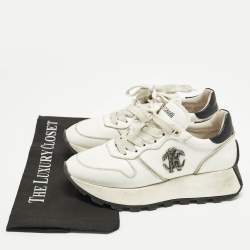 مملوكة مسبقًا Roberto Cavalli Running Size 37 Black Leather Lace Up Sneakers