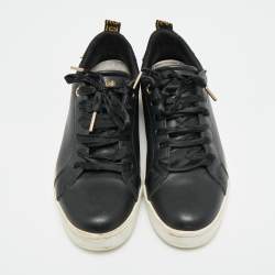 مملوكة مسبقًا حذاء رياضي روبيرتو كافالي جلد أسود منخفض أعلى مقاس 38