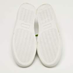 Pre Owned Roberto Cavalli Size 40 White/Gold Python Embossed and Leather Low Top Sneakers