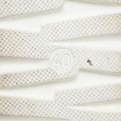 مملوكة مسبقًا Roberto Cavalli Size 40 White/Black Leather Logo Print Strap Slip On Sneakers