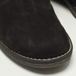 Pre Owned Roberto Cavalli Biker Size 36 Black Suede And Fur Ankle Length Boots