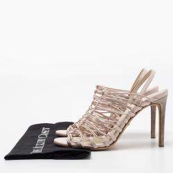 Roberto Cavalli Pale Pink Leather Knot Detail Strappy Sandals Size 37