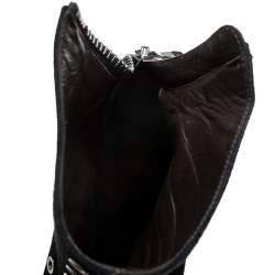 Roberto Cavalli Black Eyelet Suede Platform Ankle Boots Size 36.5