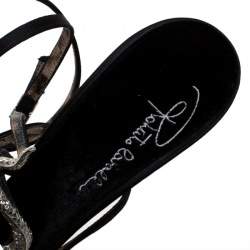 مملوكة مسبقًا Roberto Cavalli Black Satin Snake Embellished Sandals Size 41
