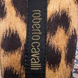 Pre Owned Roberto Cavalli Multicolor Python Metal Snake And Orchid Embellished Slingback Sandals Size 41