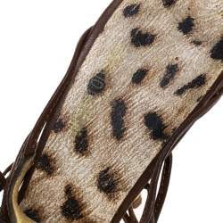 Roberto Cavalli Brown Python Lace Up Ankle Tie Sandals Size 40