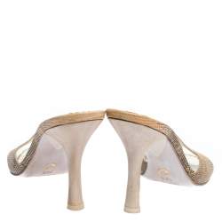 Pre Owned Roberto Cavalli Beige Lizard Embossed Leather Open Toe Sandals Size 36.5