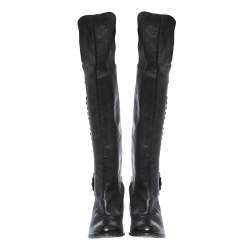 Pre Owned Roberto Cavalli Black Leather Metal Embellsihed Knee Length Boots Size 38