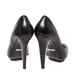 Pre Owned Roberto Cavalli Black Leather Platform Pumps Size 37