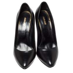Pre Owned Roberto Cavalli Black Leather Platform Pumps Size 37