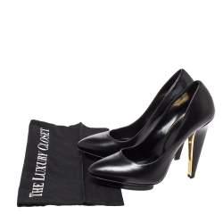 Pre Owned Roberto Cavalli Black Leather Platform Pumps Size 37