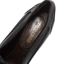 Pre Owned Roberto Cavalli Black Leather Fringe And Tassel Detail Loafer Pumps Size 36.5