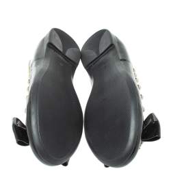 Roberto Cavalli Black Patent Leather Embellished Bow Ballet Flats Size 37