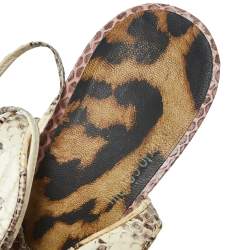 Pre Owned صندل روبرتو كافالى فتحة كعب ملتف حول الكاحل جلد ثعبان متعدد الألوان مقاس 39