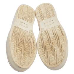 Pre Owned Robert Cavalli Gold Lizard Embossed Leather Slip On Sneaker Size 38